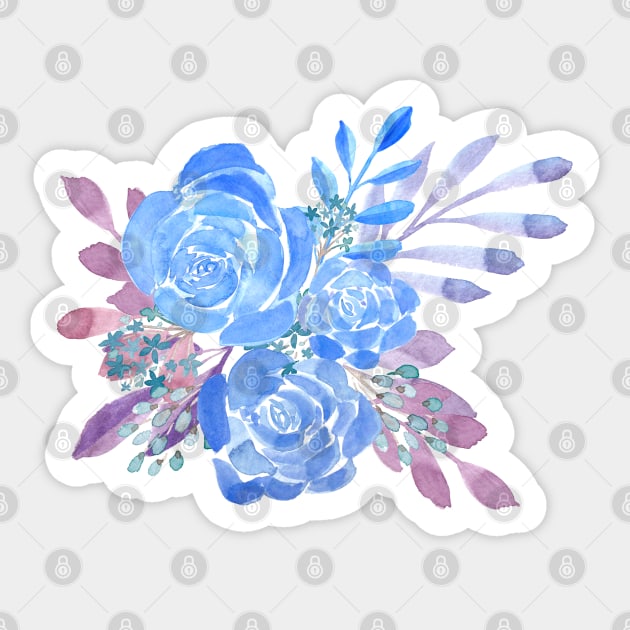 Blue roses bouquet Sticker by PrintAmor